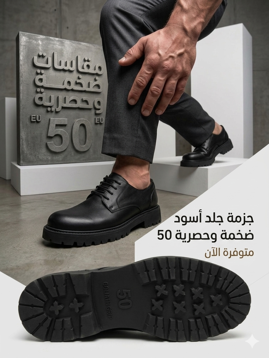 جزمة جلد مقاس خاص من 46 ل 50
