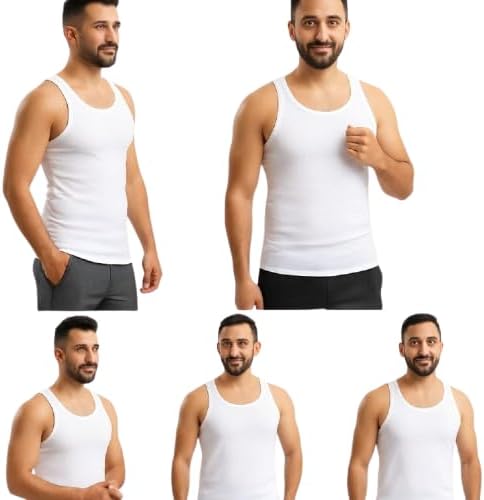 عرض 5 فانله كات للرجال من أجيال، عبوة من 5 قطع - 100% قطن، لون أبيض